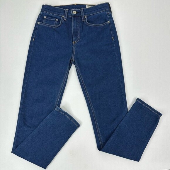 Rag & Bone Women’s Cerulean Blue Mid-Rise Skinny Minimalist Luxury Jeans W26/L27 - Picture 1 of 11